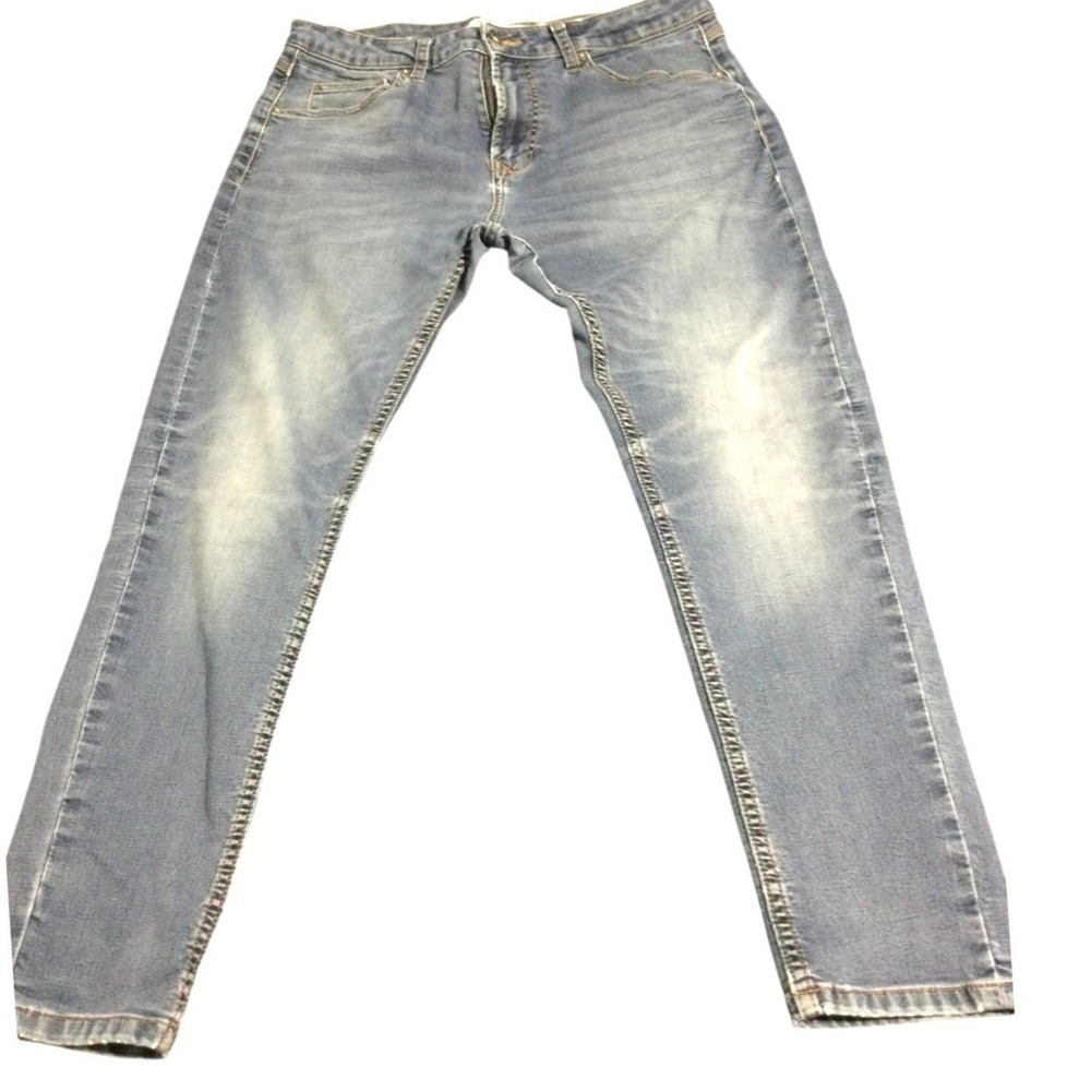 Zara Man Denim Blue Slim Fit Men's Jeans Size 34 Medium Wash Five Pocket Casual